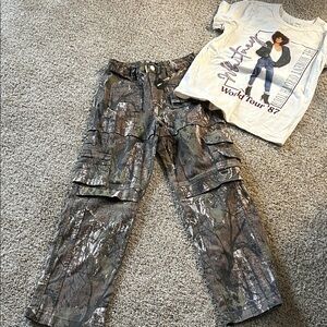 Camo Cargo Pants and Graphic Tee Set Fashion Nova pants New** shirt used.